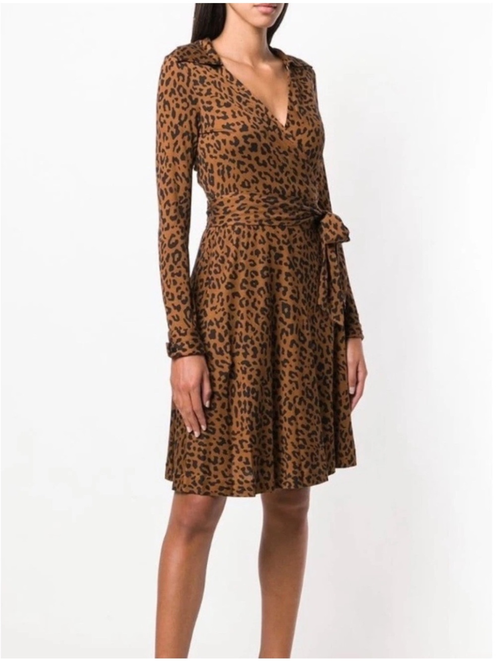 Diane Von Furstenberg Leopard Silk Wrap Mini Dress Size 12